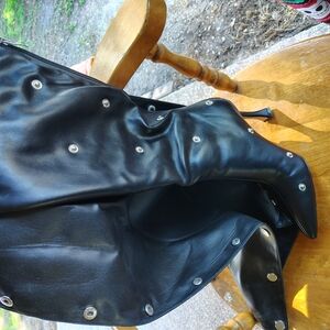 SHEIN Black Heeled Boots with Metallic Studs